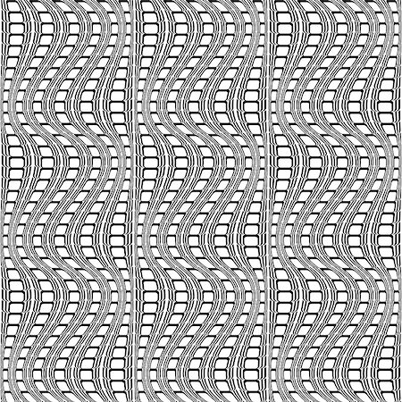 simsearch:400-07516420,k - Design seamless monochrome movement illusion trellised pattern. Abstract distortion textured background. Vector art Foto de stock - Super Valor sin royalties y Suscripción, Código: 400-07507331