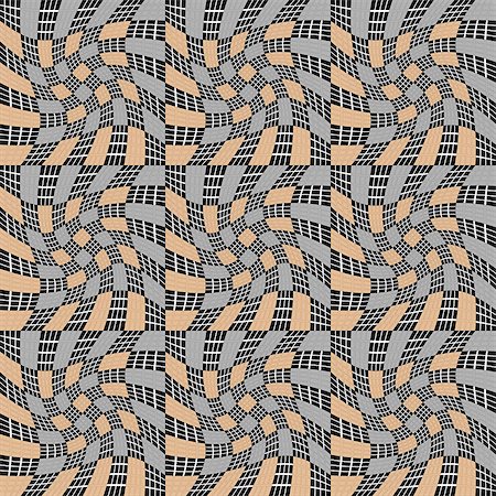 simsearch:400-07516420,k - Design seamless monochrome movement illusion geometric pattern. Abstract distortion textured background. Vector art Foto de stock - Super Valor sin royalties y Suscripción, Código: 400-07507348