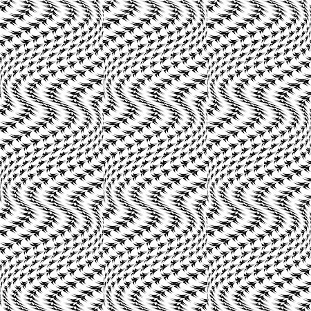 simsearch:400-07507273,k - Design seamless monochrome movement illusion trellised pattern. Abstract distortion textured twisting background. Vector art Foto de stock - Super Valor sin royalties y Suscripción, Código: 400-07507416