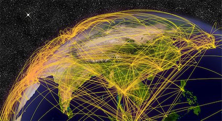 Air travel network over East Asia. Elements of this image furnished by NASA. Photographie de stock - Aubaine LD & Abonnement, Code: 400-07507657