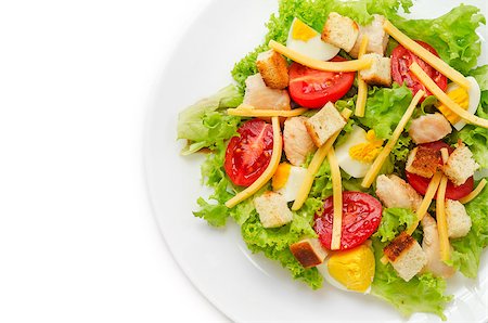 simsearch:400-08573799,k - Classic Chicken Caesar Salad isolated on white background Stockbilder - Microstock & Abonnement, Bildnummer: 400-07507677