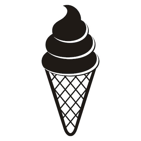 Black vector ice cream icon on white background Stock Photo - Budget Royalty-Free & Subscription, Code: 400-07507751