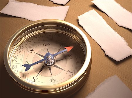 Compass indicating the best direction to take. Your text on blank pieces of paper. Clipping path included. Stock Photo - Budget Royalty-Free & Subscription, Code: 400-07507817