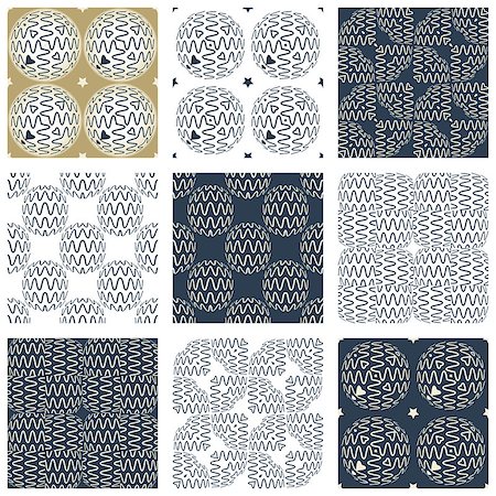 simsearch:400-08097395,k - Vector set simple monochrome seamless patterns. Photographie de stock - Aubaine LD & Abonnement, Code: 400-07508317