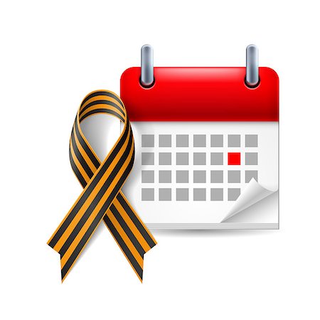 Calendar and St. George Ribbon as Victory Day icon Stock Photo - Budget Royalty-Free & Subscription, Code: 400-07508325
