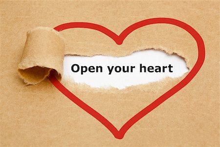 donation - Open your heart, appearing behind torn brown paper. Stock Photo - Budget Royalty-Free & Subscription, Code: 400-07508504