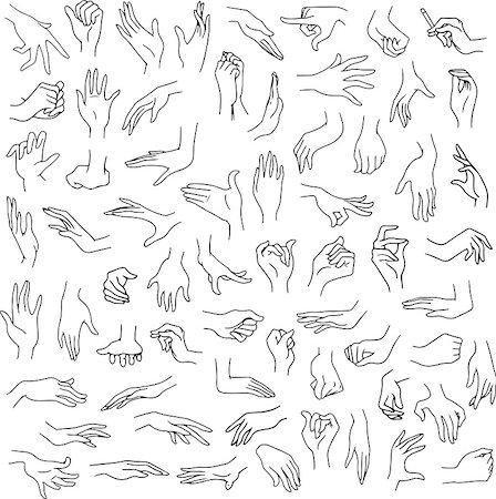 Vector illustration line art pack of woman hands in various gestures. Stock Photo - Budget Royalty-Free & Subscription, Code: 400-07508944