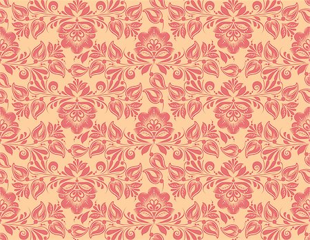 simsearch:400-06096999,k - Vector classic wallpaper seamless vintage flower pattern on vintage background Stock Photo - Budget Royalty-Free & Subscription, Code: 400-07509044
