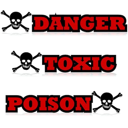 risk of death vector - Concept illustration showing a skull with bones beside the words danger, toxic and poison Stock Photo - Budget Royalty-Free & Subscription, Code: 400-07509069