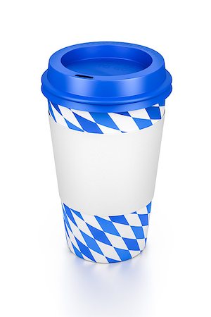 An image of a typical coffee to go cup with bavarian colors Stock Photo - Budget Royalty-Free & Subscription, Code: 400-07509317