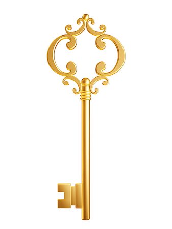 simsearch:400-04023924,k - golden Skeleton Key isolated on white background Stock Photo - Budget Royalty-Free & Subscription, Code: 400-07509338