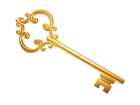 simsearch:400-04023924,k - golden Skeleton Key isolated on white background Stock Photo - Budget Royalty-Free & Subscription, Code: 400-07509340