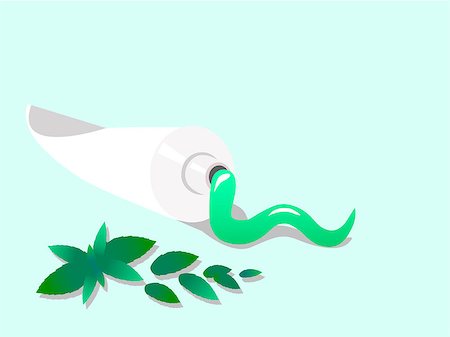 A tube of toothpaste with mint leaves.  Vector illustration Stock Photo - Budget Royalty-Free & Subscription, Code: 400-07509667