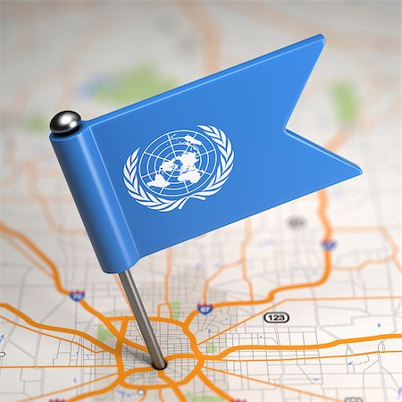 flag of the united nations - Small Flag of United Nations on a Map Background with Selective Focus. Stock Photo - Budget Royalty-Free & Subscription, Code: 400-07509801