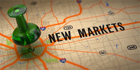 simsearch:400-07309669,k - New Markets Concept - Green Pushpin on a Map Background with Selective Focus. Stock Photo - Budget Royalty-Free & Subscription, Code: 400-07509840