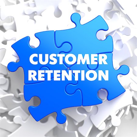 Customer Retention on Blue Puzzle on White Background. Foto de stock - Super Valor sin royalties y Suscripción, Código: 400-07509858