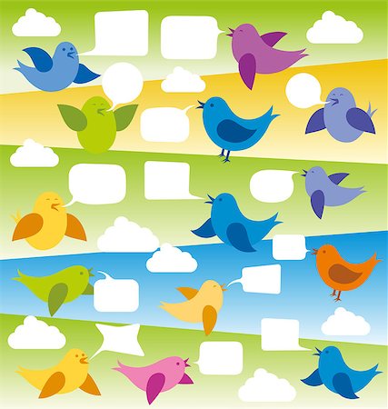 Vector card with birds and speech bubbles Stock Photo - Budget Royalty-Free & Subscription, Code: 400-07500054