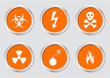 simsearch:400-05059412,k - Set of white warning symbols on orange buttons Photographie de stock - Aubaine LD & Abonnement, Code: 400-07500074