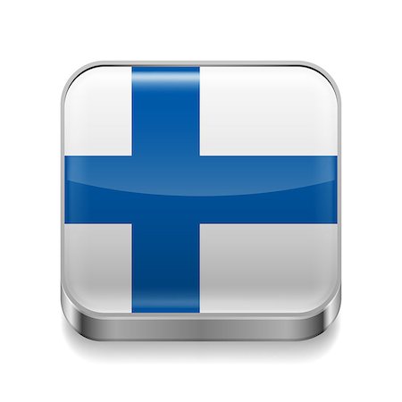 simsearch:400-07500192,k - Metal square icon with Finnish flag colors Stock Photo - Budget Royalty-Free & Subscription, Code: 400-07500157