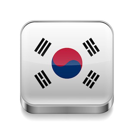 simsearch:400-07500192,k - Metal square icon with South Korean flag colors Stock Photo - Budget Royalty-Free & Subscription, Code: 400-07500169