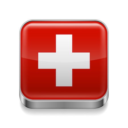 simsearch:400-07579774,k - Metal square icon with Swiss flag colors Stockbilder - Microstock & Abonnement, Bildnummer: 400-07500175