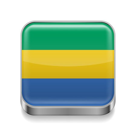 Metal square icon with Gabonese flag colors Photographie de stock - Aubaine LD & Abonnement, Code: 400-07500177