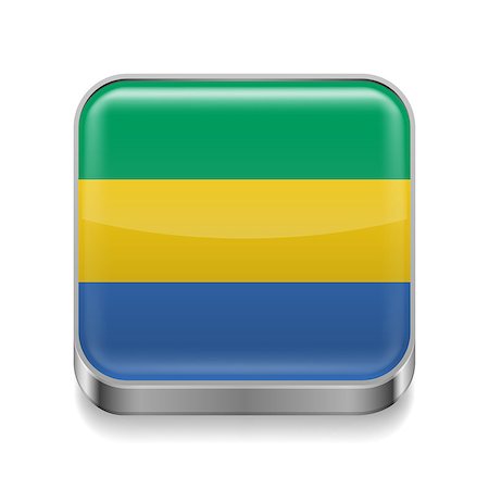 simsearch:400-07500192,k - Metal square icon with Gabonese flag colors Stock Photo - Budget Royalty-Free & Subscription, Code: 400-07500177