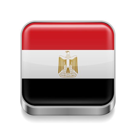 simsearch:400-05725939,k - Metal square icon with Egyptian flag colors Photographie de stock - Aubaine LD & Abonnement, Code: 400-07500180