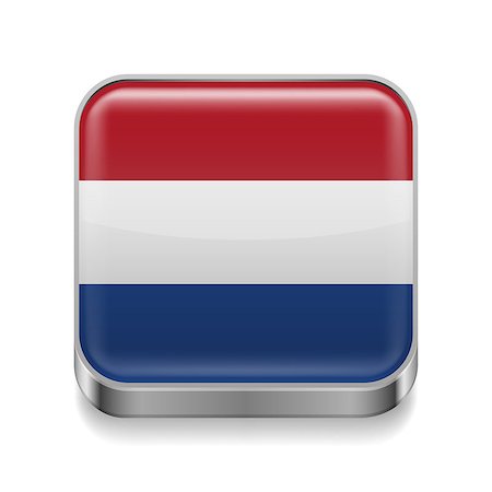 simsearch:400-07500192,k - Metal square icon with Dutch flag colors Stock Photo - Budget Royalty-Free & Subscription, Code: 400-07500183