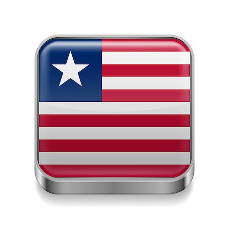 simsearch:400-07500192,k - Metal square icon with Liberian flag colors Stock Photo - Budget Royalty-Free & Subscription, Code: 400-07500199