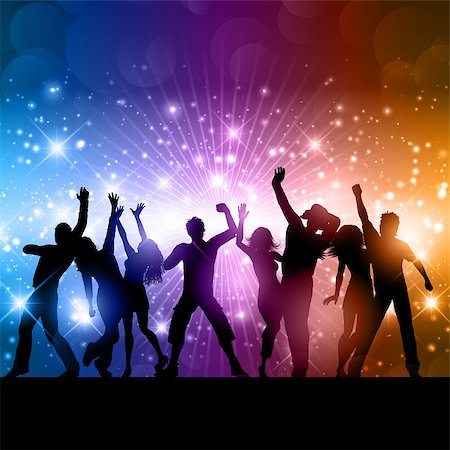 simsearch:400-04369984,k - Silhouettes of people dancing on an abstract background Stock Photo - Budget Royalty-Free & Subscription, Code: 400-07500351