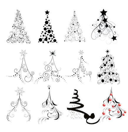 Set Christmas Trees Stock Photo - Budget Royalty-Free & Subscription, Code: 400-07500875