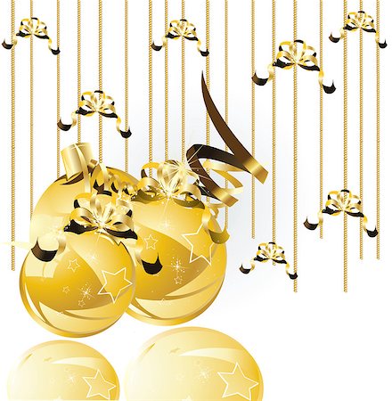 simsearch:400-05699416,k - gold Christmas balls Stock Photo - Budget Royalty-Free & Subscription, Code: 400-07500893