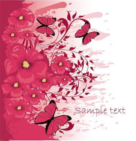 simsearch:400-04713447,k - Grunge paint flower background with butterfly, element for design, vector illustration Photographie de stock - Aubaine LD & Abonnement, Code: 400-07500927