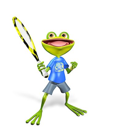 illustration a merry green frog tennis player Stock Photo - Budget Royalty-Free & Subscription, Code: 400-07501348