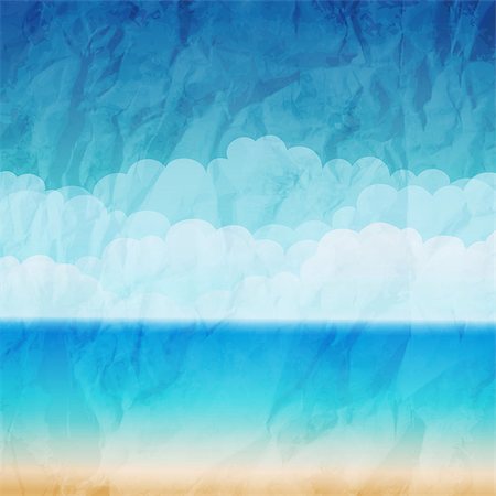 Vector illustration sea beach in vintage style Photographie de stock - Aubaine LD & Abonnement, Code: 400-07501342