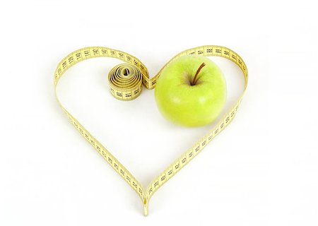 simsearch:400-04105649,k - green apple with a measuring tape and heart symbol isolated on white background Foto de stock - Super Valor sin royalties y Suscripción, Código: 400-07501418