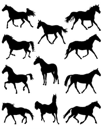 simsearch:400-04397242,k - Black silhouettes of horses, vector Foto de stock - Super Valor sin royalties y Suscripción, Código: 400-07501554