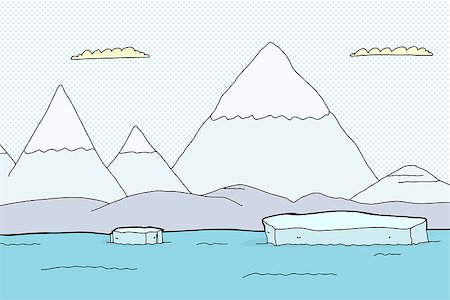 simsearch:400-07513507,k - Arctic landscape with mountains and floating iceberg pieces Photographie de stock - Aubaine LD & Abonnement, Code: 400-07501575