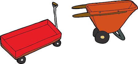 simsearch:400-07513507,k - Empty illustrated wheel barrows on white background Stock Photo - Budget Royalty-Free & Subscription, Code: 400-07501631