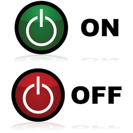 switch symbol - Glossy illustration showing on and off buttons in green and red, respectively Stock Photo - Budget Royalty-Free & Subscription, Code: 400-07501678