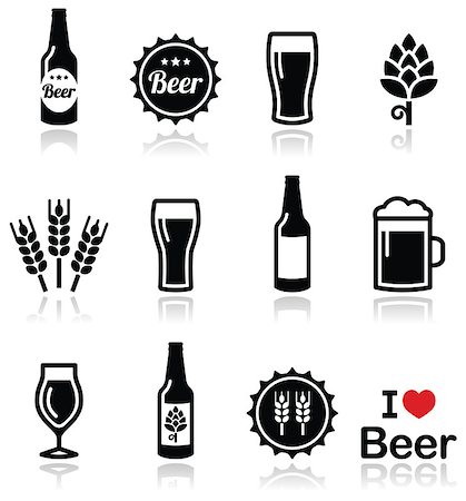 full restaurant - Drinking beer, pub icons set isolated on white Stock Photo - Budget Royalty-Free & Subscription, Code: 400-07501743