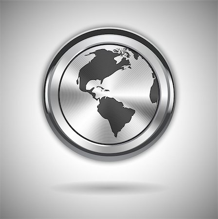 simsearch:400-06698166,k - World map on metallic circle element. Vector illustration Stock Photo - Budget Royalty-Free & Subscription, Code: 400-07501771