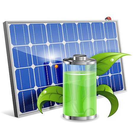 simsearch:400-05229781,k - Green Energy Concept with Solar Panel, Battery and Young Sprout, vector isolated on white background Stock Photo - Budget Royalty-Free & Subscription, Code: 400-07502027