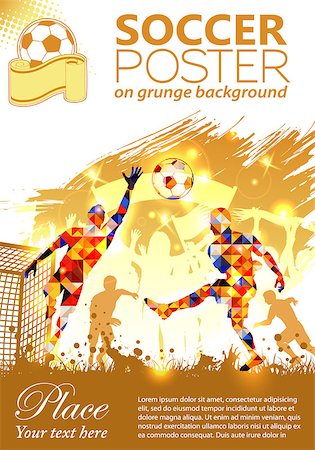 simsearch:400-08133793,k - Soccer Poster with Players and Fans on grunge background, vector illustration Photographie de stock - Aubaine LD & Abonnement, Code: 400-07502039