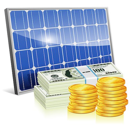 solar panels business - Save Energy Concept with Solar Panel and Money, vector isolated on white background Stock Photo - Budget Royalty-Free & Subscription, Code: 400-07502032