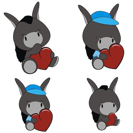 donkey  baby cartoon heart set in vector format very easy to edit Stock Photo - Budget Royalty-Free & Subscription, Code: 400-07502086