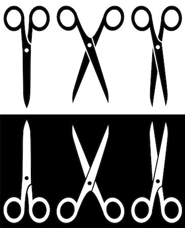 set black and white scissors icons with comb for hair salon Stock Photo - Budget Royalty-Free & Subscription, Code: 400-07502294