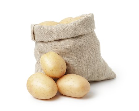 simsearch:700-03405572,k - fresh young potato in sack bag, isolated on white Photographie de stock - Aubaine LD & Abonnement, Code: 400-07502316