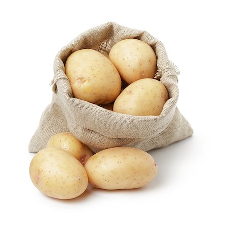 potatoes garden - fresh young potato in sack bag, isolated on white Stock Photo - Budget Royalty-Free & Subscription, Code: 400-07502317